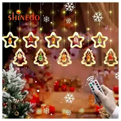 GENERICO - Cortina de luces navideñas decoración navidad con control remoto