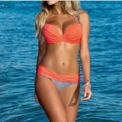 GENERICO - Bikini Sexy Verano Orange Mujer Ropa de Baño Push-Up Playa Genieka