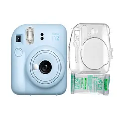 FUJIFILM - Camara Instax Mini 12 Azul Pastel+Estuche Transpa+Pelix10.