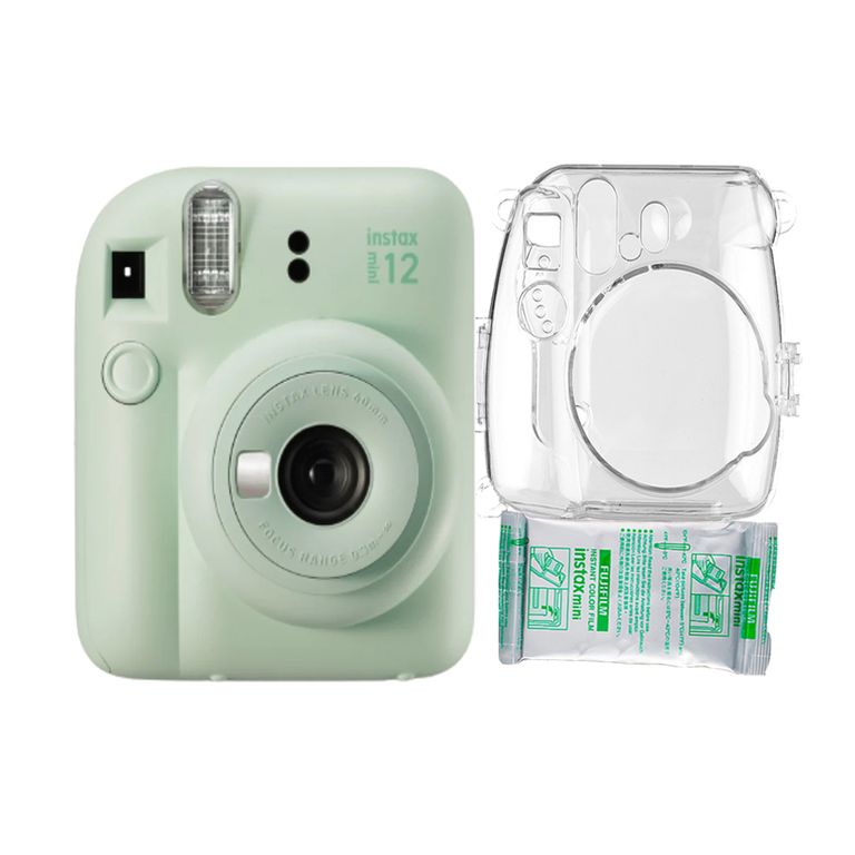 Camara Instax Mini 12 Verde Menta+Estuche Transpa+Pelix10.