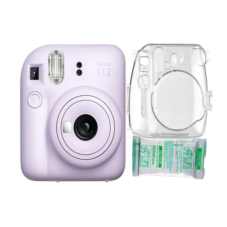 Camara Instax Mini 12 Lila+Estuche Transpa+Pelix10.