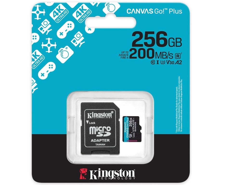 Memoria Micro SD CANVAS 256GB Go Plus 200MBs