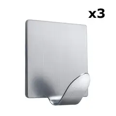 GENERICO - Gancho Colgador Autoadhesible x3 Multiusos Plateado