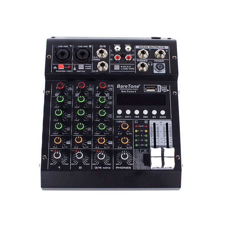 Mezcladora de audio MAX_FORCE _4 canales 3 salidas