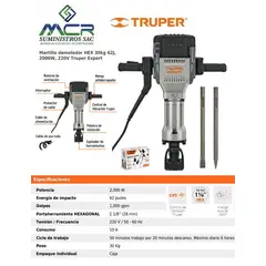 TRUPER - Martillo demoledor hexagonal 2000W 62J 220V 30kg Expert