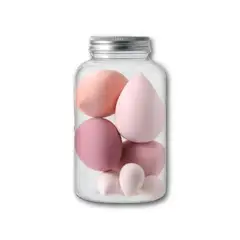 GENERICO - Juego de 7 Esponjas para Maquillaje Beauty Blender en Frasco