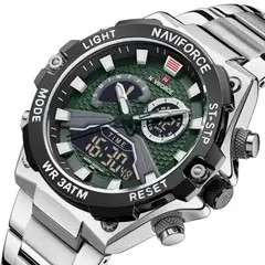 NAVIFORCE - Reloj Acero Plateado con Verde NAV-89