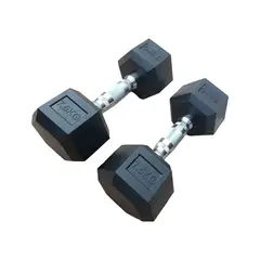 GENERICO - Par Mancuernas Pesas Cromadas Hexagonales De Caucho 7.5 Kg