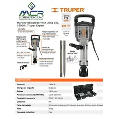 TRUPER - Martillo demoledor HEX 1600W 55J 20kg Expert