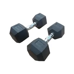 GENERICO - Par Mancuernas Pesas Cromadas Hexagonales De Caucho 10 Kg
