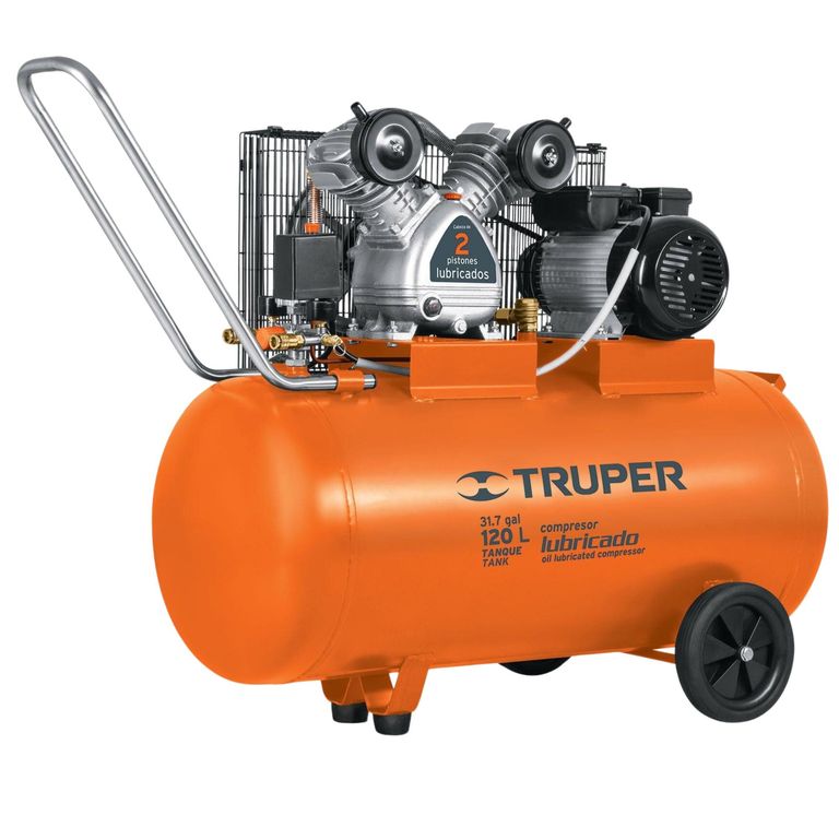 Compresora de aire 120L 4 HP, horizontal lubricada de banda,