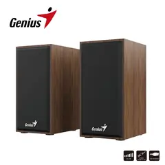 GENIUS - Parlantes Stereo Speakers USB-WOODEN 35MM SP-HF180 Marrón