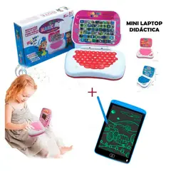 GENERICO - Pack 1 Minilaptop para Niñas Color Rosado + 1 Tableta Led