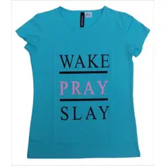 FODAGO - Polo niña manga corta Letras 1 - Celeste.