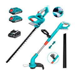 TOTAL TOOLS - CORTACÉSPED MÁS CORTASETOS PODADORA BATERÍA 20V Y CARGADOR - COMBO