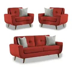 FABIANI HOME - Juego de Sala Vintage 2 1 1 Mango Fabiani Rojo