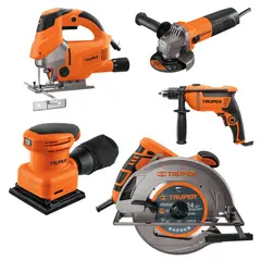 TRUPER - Combo Profesional Sierra circular Lijadora Taladro y Amoladora