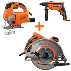 TRUPER - Combo Taladro Percutor 600w Sierra Circular 1500w y Sierra Caladora