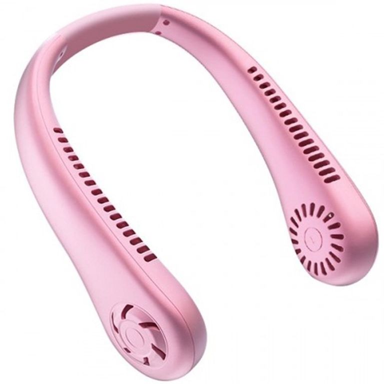 Ventilador Recargable Colgante Portátil Cuello Ajustable - Rosado