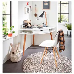 VENTITAS HOME - Escritorio Esquinero Vintage Luna Blanco