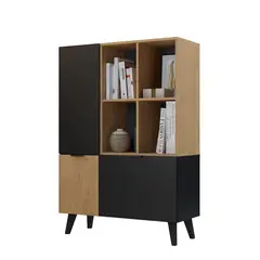 GENERICO - Librero Vintage Estante Tolón Armado Con 3 Puertas Bicolor - Gaudi