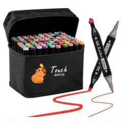 GENERICO - PLUMONES DOBLE PUNTA SET DE 80 CON ESTUCHE TOUCH