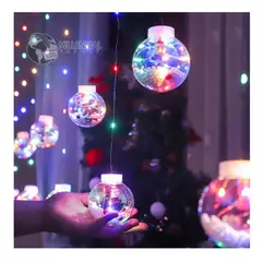 GENERICO - Cortina de Luces de Navidad LED Guirnalda Esferas de 3m