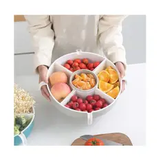 GENERICO - Bandeja Giratoria Piqueos Ensaladas Frutas con Escurridor