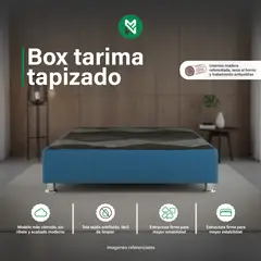 MUEBLES MACRUMO - Box Tarima reforzado y acolchada 2 Plazas - Color Turquesa / Patas instaladas