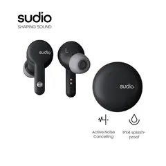 SUDIO - Audifonos Bluetooth 5.2 TWS Noise Cancelling IPX4 A2 Negro