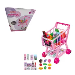 GENERICO - Juguete Carrito de Supermercado con 17 Piezas Minnie Mouse
