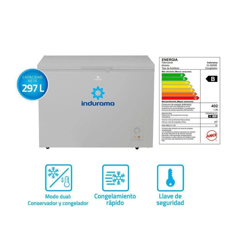 Congelador CI-320GR 297L Gris
