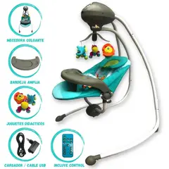 CUZKA - Silla Columpio Mecedora Para Bebés ¨MOVE¨ Ligth Blue