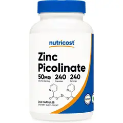NUTRICOST - Zinc Picolinate 50 mg Picolinato Sistema Inmune 240 capsulas