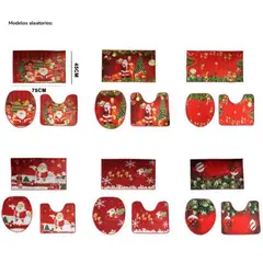 GENERICO - Juego x3 de tapete de baño navideño con estampado para inodoro