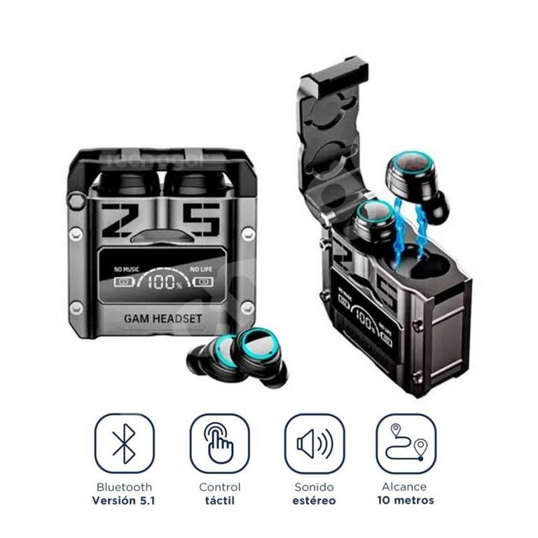 Audífonos Bluetooth M25 Gamer Inalámbrico IPX7 Gaming con Pantalla LED