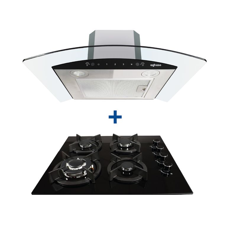 Combo: Encimera 4 hornillas GN + Campana Chimenea touch 60 cm