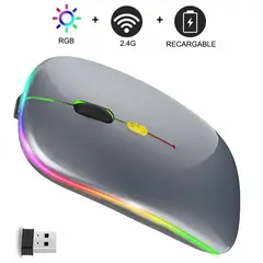 OEM - Mouse Inalambrico Recargable RGB Led X2 - Gris