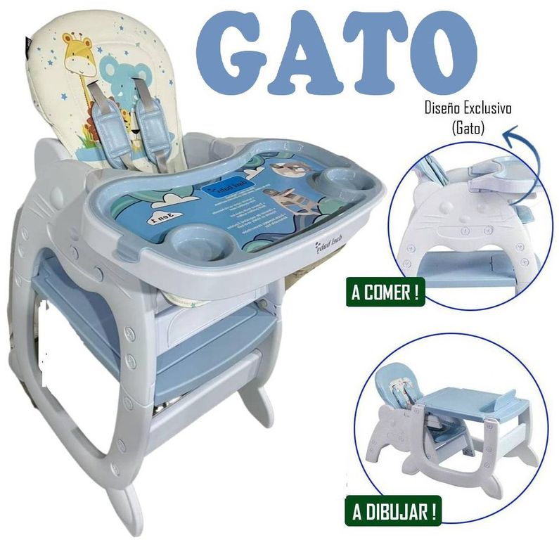 Silla de comer DAEL con escritorio 3 en 1 Azul