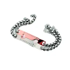 LA TIENDA 88 JOYAS Y ACCESORIOS - La Tienda 88 - Pulsera Brazalete Pareja en Acero Bañado en Oro de 18k
