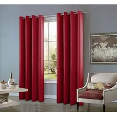 CASATEX - Set de Cortinas JACQUARD Blackout Alto Relieve Brillo 150x250cm Red