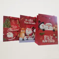 GENERICO - BOLSA DE REGALO NAVIDEÑO CON ALTO RELIEVE SET DE 4