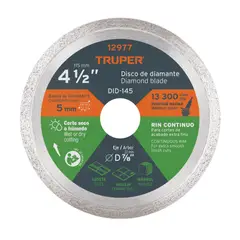 TRUPER - Disco de diamante de 4-1/2" x 1.6 mm disco para concreto porcelanato