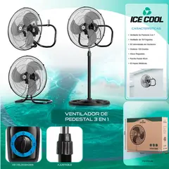 ICE - Ventilador COOL FWS_45B 18 pulgadas 3en1 potencia 60 W 3 aspas