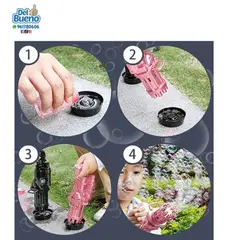 GENERICO - Pistola Burbuja Grande 21 Agujeros con Luz Led - AZUL