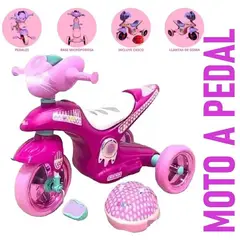 GENERICO - Moto a Pedal Musical con Luces y Bocina Rosado y Blanco