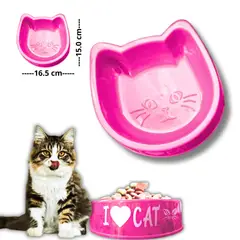 GENERICO - PLATO PARA MASCOTA DISEÑO GATO FUCSIA