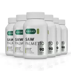 NIBRAY - Pack 6 Frascos Saw Palmetto con Chancapiedra 90 Cápsulas Vital
