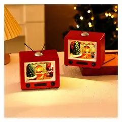 GENERICO - Adorno de TV musical de Mesa Navidad luces LED y animación giratoria