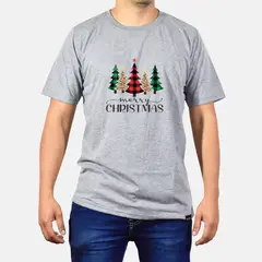 GENERICO - Polo Hombre manga corta diseño Pinos - Gris Melange